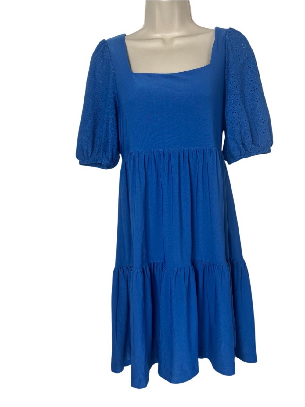 BCBG Paris Cobalt Square-Neck Tiered Midi Dress